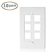 Cable Matters UL Listed 10-Pack 6 Port Keystone Wall Plate (Cat6, Cat5e Ethernet Wall Plate) in White