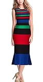 REPHYLLIS Women Short Sleeve Striped Casual Wear to Work Business Pencil Dress