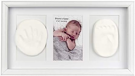 ベビーフォトフレーム 手形 足型 赤ちゃん ベビーフレーム 木製 ガラス 置き掛け兼用 出産祝い 内祝い ベビー記念品 ホワイト