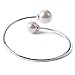 TQS Imitation Pearl Bracelet Bangle Cuff Adjustable Plated Silver Bangles for Mom