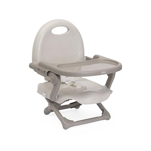Chicco Pocket Snack Booster Seat for 6 Months to 3 Years (15kg) Portable Highchair with Adjustable Height, Foldable Design, Removable Tray and Safety Harness, Milky Way, 04079340490000