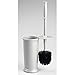 mDesign Toilet Bowl Brush and Holder - Covered Bathroom Brush - Standing Scrubber in Modern Holder - Space Saving, Deep Cleaning for Toilet - 2 Pack, Silver