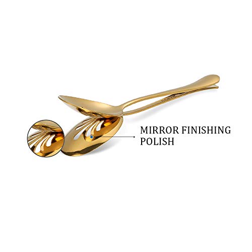 Gold Large Serving Spoons set Serving Spoons x 4, Slotted Spoons x 4, 9