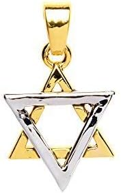 JL Jewellery Silver Gold Tone Israel Judaica Star of Magen David Pendant with Free Necklace 18"-20" Link Chain