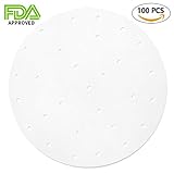 100PCS Air Fryer Liners, Geengle 9 inch Perforated Parchment Bamboo Steamer Paper Liners, Premium Steaming Papers, Non-stick Steamer Mat, Perfect for 5.3 & 5.8 QT Air Fryers, Baking, Cooking