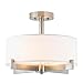 Linea di Liara Allegro Modern Farmhouse Semi Flush Mount Ceiling Light Fixture Brushed Nickel with Fabric Shade Drum Light Fixture Entry Light Fixtures Ceiling Bedroom Flush Mount Light, UL Listed