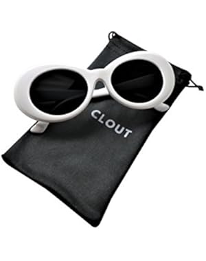 Clout Goggles and Clout Case HypeBeast Oval Sunglasses Mod Style Kurt Cobain (White)