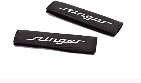 Oubao Carbon Fiber PU Leather Fashion Car Seat Belt Pads Harness Safety Shoulder Strap Back Pack Cushion Covers for KIA Stinger (White)