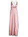 BerryGo Women's Sexy Sleeveless Backless Deep V Neck Split Satin Long Party Dress Gown Pink