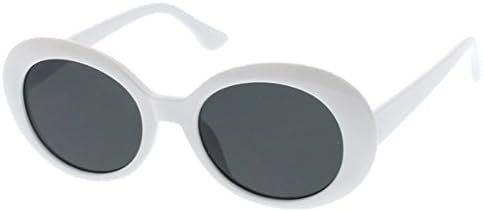 Oval Kurt Cobain Nirvana Inspired Clout Goggles Mod Round Pop Fashion Sunglasses (White Oversized 64mm)