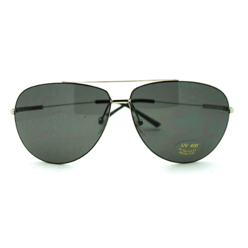 Super Lite Thin Frame Aviator Sunglasses Classic Rimless Look Silver