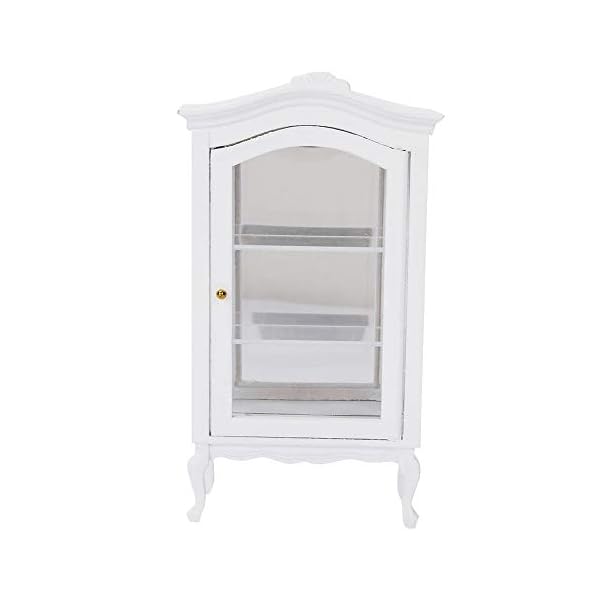 1:12 Miniatur Weiß Europäischen Stil Holz Puppenhaus Drei Schichten Transparente Fenster Dream Schrank Vitrine für Babys – Bild 5