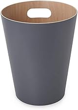 Umbra Woodrow 2 Gallon Modern Wooden Trash Can Dark Grey/Natural view 12