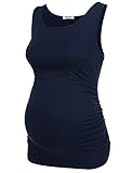 Hotouch Women's Maternity Shirt Basic Tank Top Side Ruched Sleeveless Pregnancy Tee Mama Clothes Scoopneck Solid Vest