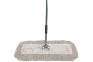 DIRECT MOP SALES, INC. Ultimate Dust Mop Kit: Industrial-Grade Performance, Heavy-Duty Frame, Telescopic Handle - White 18 Inch