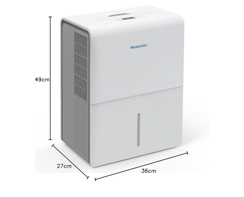 Newentor Luftentfeuchter 25L/24h, Für 215m³/80m² Räume - 3 fache Geräuschreduktion - Stromsparender Chip - Einfache Bedienung - 10 J. Gar. - Mit 1M Ablaufschlauch&Abnehmbarem Filter, Timer 8