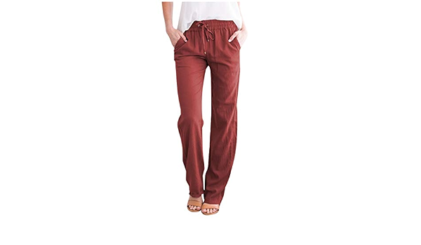 JINRS Womens Elastic Waist Linen Pants 
