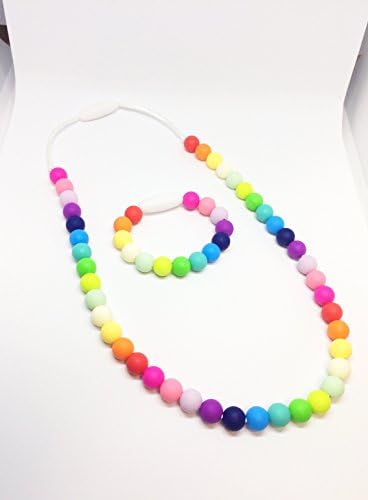 Kids Sensory Necklace + Bracelet Toy Set -CPSC Complaint- Teething Boys Girls Rainbow Baby Toddler Matching Play Dress Up Chew Chewing