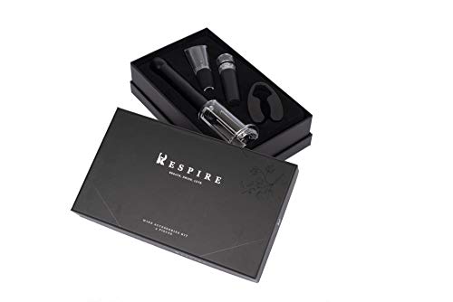 Respire Premium Air Pressure Pump Wine Bottle Opener Set, (Black)