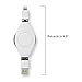 ReTrak Lightning to USB Cable, Retractable MFi Certified iPhone Charger, 2.6ft, White