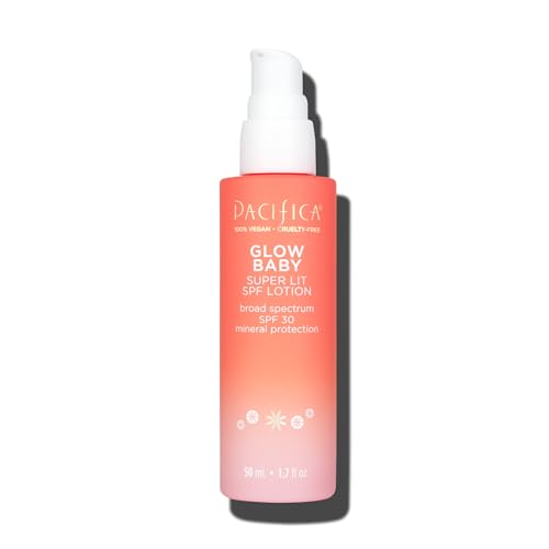 PACIFICA BEAUTY GLOW BABY SUPER LIT SPF 30 LOTION, SKINCARE, BROAD SPECTRUM, UVA/UVB SUN PROTECTION, ZINC OXIDE, MINERAL SUNSCREEN, FACE LOTION, TINTED MOISTURIZER, VEGAN, 1.7 FL OZ (1 COUNT)
