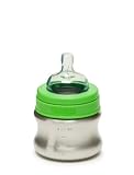 Klean Kid Kanteen Stainless Steel Baby Bottle with Slow Flow Silicone Nipple, Silver, 5-Ounce