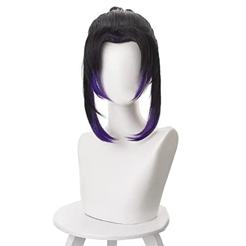 Black Mixed Purple Ponytail Short Cosplay Wig for Women Conventions Halloween Cos Anime Party Heat Resistant Synthetic Fabric Costume Hair โ image 1