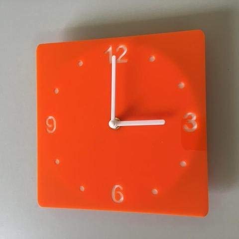 Shatterproof Square Wall Clock - Orange