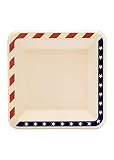 [100 COUNT] 6.5" inches American Contemporary Bagasse Eco Disposable White Plates - Natural Sugarcane Fibers Compostable Environmental Friendly Paper Plastic Alternative 100% by-product (USA Flag)