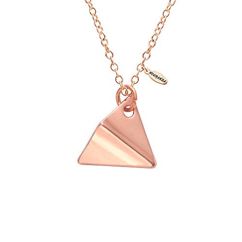 NOUMANDA Paper Airplane Pendant Necklace Unique Charm Origami Jewelry for Women (rose gold)