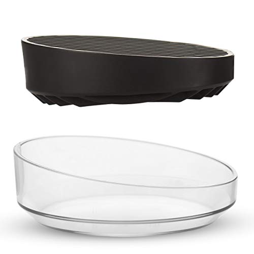 Crippa Soap Dishes for Bathroom | 2-Pack Bar Soap Holder | Soap Holder and Soap Saver | Soap Dish with Drain Slats | Sturdy Shower Soap Dish | Keeps Bar Soap Dry | Black & Grey Color