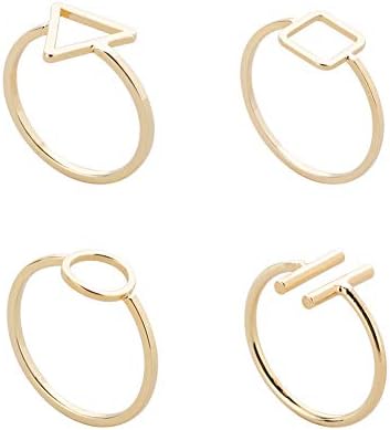4 PCS Joint Knuckle Ring Set Geometric Triangle Square Circle Open Ring for Women Girls