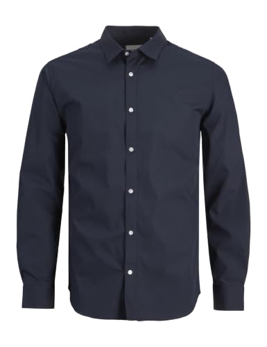 JJJOE LS - Camiseta Lisa para Hombre (Talla L), Color Azul Marino, Azul Marino, L