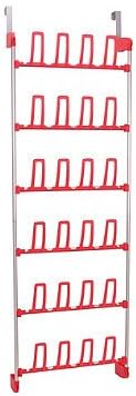 Household Essentials 12-Pair Over-the-Door Shoe Rack in Red