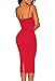 ZKESS Women's Sleeveless Plunging V Neck Cocktail Bodycon Dress S Size Red