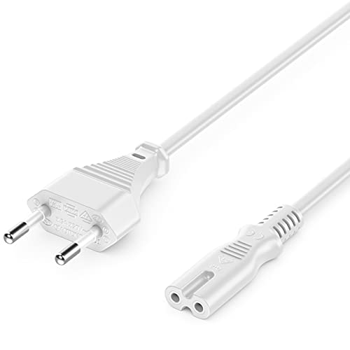 deleyCON 1m Netzkabel Stromkabel Strom Kabel Stecker Typ C Eurostecker auf C7 Buchse Euro-Netzkabel Kleingerätekabel Euro 8 TV Blu-Ray Haushaltsgeräte Netzteile - Weiß
