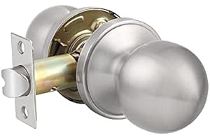 Probrico Brushed Nickel Passage Door Handles, Round Indoor Hallway Closet Door Knob, Keyless Interior Door Handles with Lock,