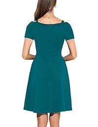 Vestido de mujer elegante vintage con correa de espagueti y cuello de novio, para cóctel, fiesta, línea A, 968