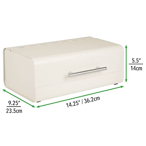 mDesign Metal Bread Box Bin with Hinged Lid for Kitchen Countertop