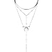 Kercisbeauty Boho Multi layer Y Chain Necklace Silver Circle Choker with Moon Pendant Necklace for Women Teen Girls Party Accessory Gift Girlfriend