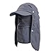 Crytech 3-in-1 Uv Sun Protection Fishing Cap Breathable Bonnie Bucket Hat with Visor Brim Safari Cap with Face Cover Removable Neck Face Flap Gardener Hat Golf Baseball Hat for Women Men (Dark Gray)thumb 2