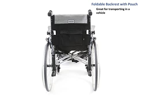Karman Healthcare S-305 29 lbs Ultra Light Ergonomic Wheelchair with Removable Footrest and Quick Release Wheels Silver Color