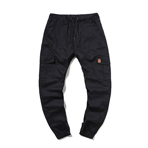 LISTHA Zipper Pocket Sports Pants Mens Personal Elastic Smallfoot Trousers D Black