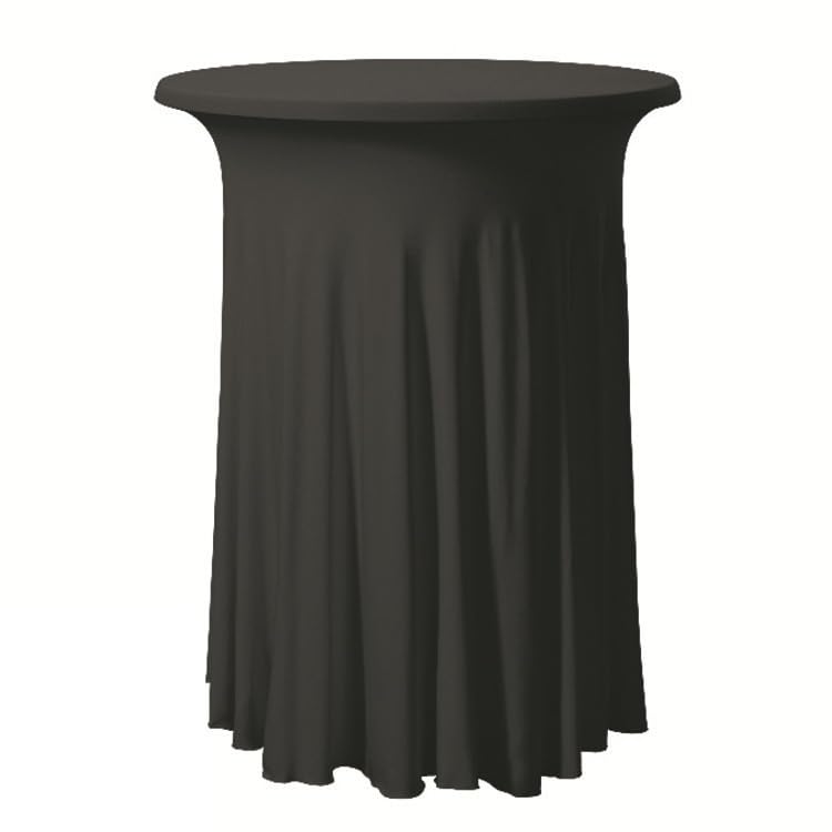 SKIRT style SPANDEX Tablecloth for round poseur Table, pleated Stretch Cover for cocktail table (Black, 60 cm Diameter) — image 1