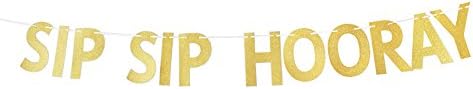 Gold Glitter Sip Sip Hooray Banner Bachelorette Party Decorations Photo Prop Garlands Bunting