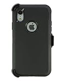 WallSkiN Turtle Series Cases for iPhone XR (Only) Tough Protection with Kickstand & Holster - Shadow (Black/Black)