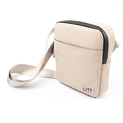 LITT Crossbody Messenger Stash Bag Blocks Oduor | Charcoal Lined Premium with Combination Zip Locks - Sling Bags for Men Small - Travel Organizer & Lifestyle Accessory| Faux Leather Bag