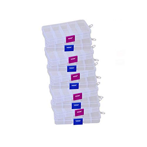 Lautechco® 10Pcs 10 Grids Storage Box Adjustable Grid Plastic Case Guitar Picks Accessories Container - Thumbnail 5