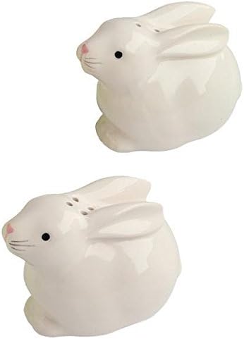 Bunny Rabbit Salt & Pepper Shaker Set - White / Off White Ceramic 3" X 2.5"
