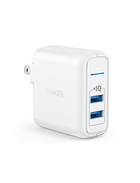 Cargador de pared de viaje de dos puertos 24 W USB Anker Elite 2 puertos de conexión con PowerIQ y enchufe plegable para iPhone 7 7 Plus 6s 6s Plus, iPad Pro Air 2 mini 3 mini 4, Samsung Note 4, y más, Blanco